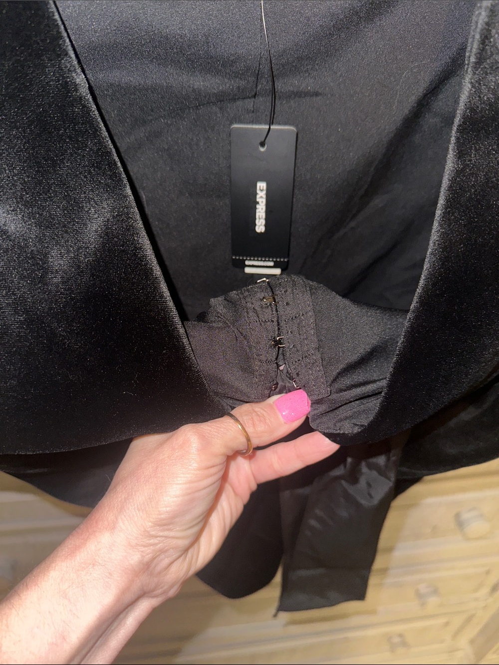 Express Black Velvet Tie-Front Vest - Picture 5 of 6